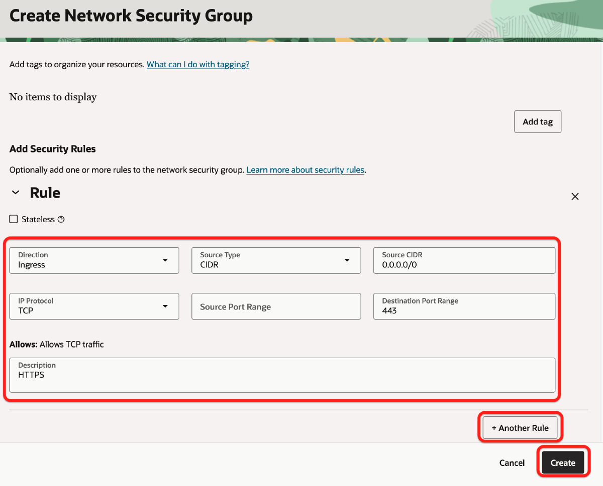 Network Security Group에 접속을 허용할 IP와 22 포트 규칙을 등록하는 화면