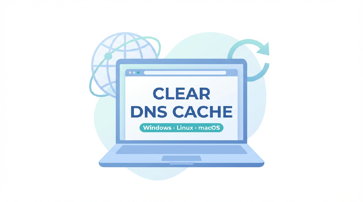 Windows·Linux·macOS에서 로컬 DNS 캐시를 비워 변경된 레코드를 반영하는 과정을 나타난 대표 이미지