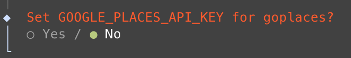 장소 검색용 Google Places API 키를 설정하는 화면
